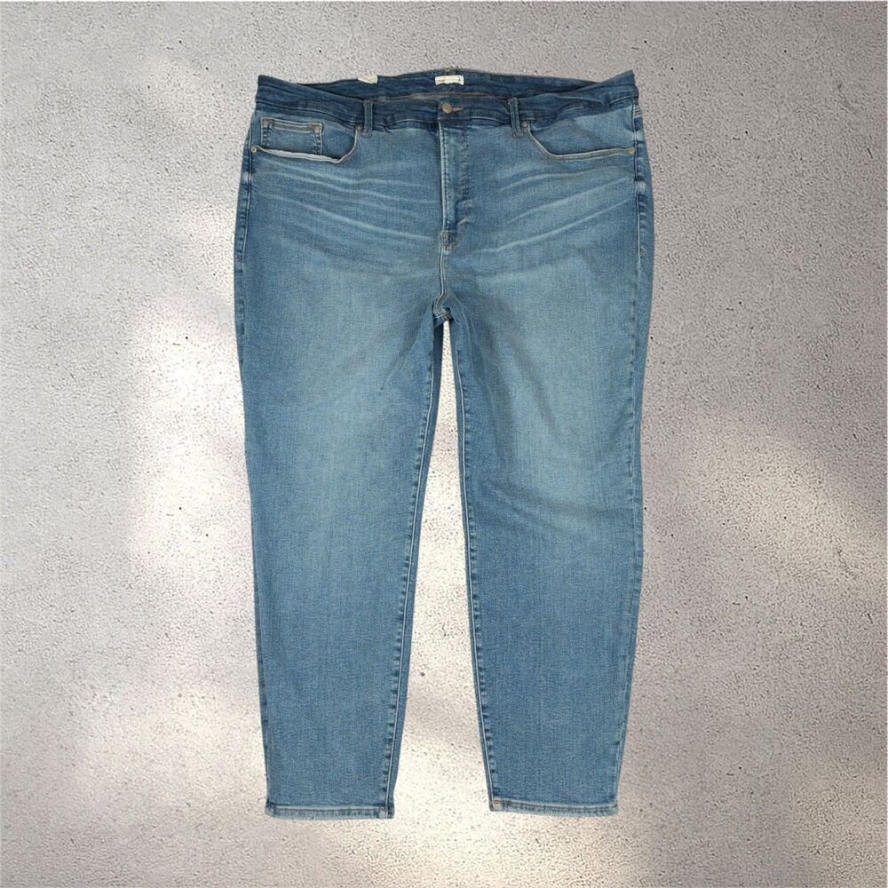 Good American Good Waist Skinny Jeans Women's 30 Plus High Rise Light Wash NWOT
